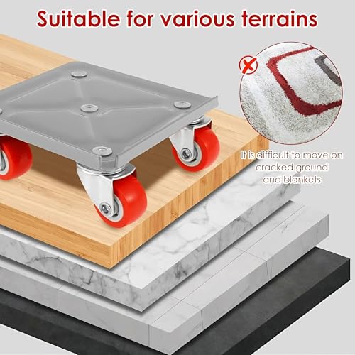 Image of KAVID Furniture Movers Dolly Set with Lifter Tool - 700KG Heavy Duty Load Capacity, 5 Silent 360 Swivel Wheels with Brake, Carbon Steel Panel, Anti-Slip Pads - Move Sofa, Bed, Appliance