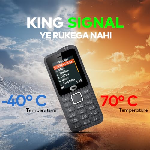 Image of Itel Kingsignal Keypad Mobile Phone | Stronger Signal |1500 mAh 33 Days Standby Super Battery | Type C Charger | KingVoice | Wireless FM with Recording | Auto Call Recording | Kevlar Texture | Black