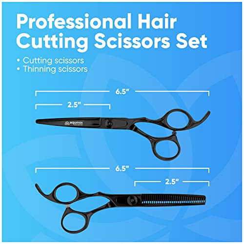 Image of Equinox Professional Scissors Set - Barber & Thinning Shears for Hair Cutting & Grooming, Premium Japanese Stainless Steel, Barber Accessories & Tools