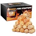 HGD Natural Fire Starters (256 Pcs) - Waterproof & Odorless Charcoal Starters for Fireplace, Campfire, BBQ, Grill, Fire Pit, Wood & Pellet Stove, Chimney, Pizza Oven & Smoker - Indoor & Outdoor Use