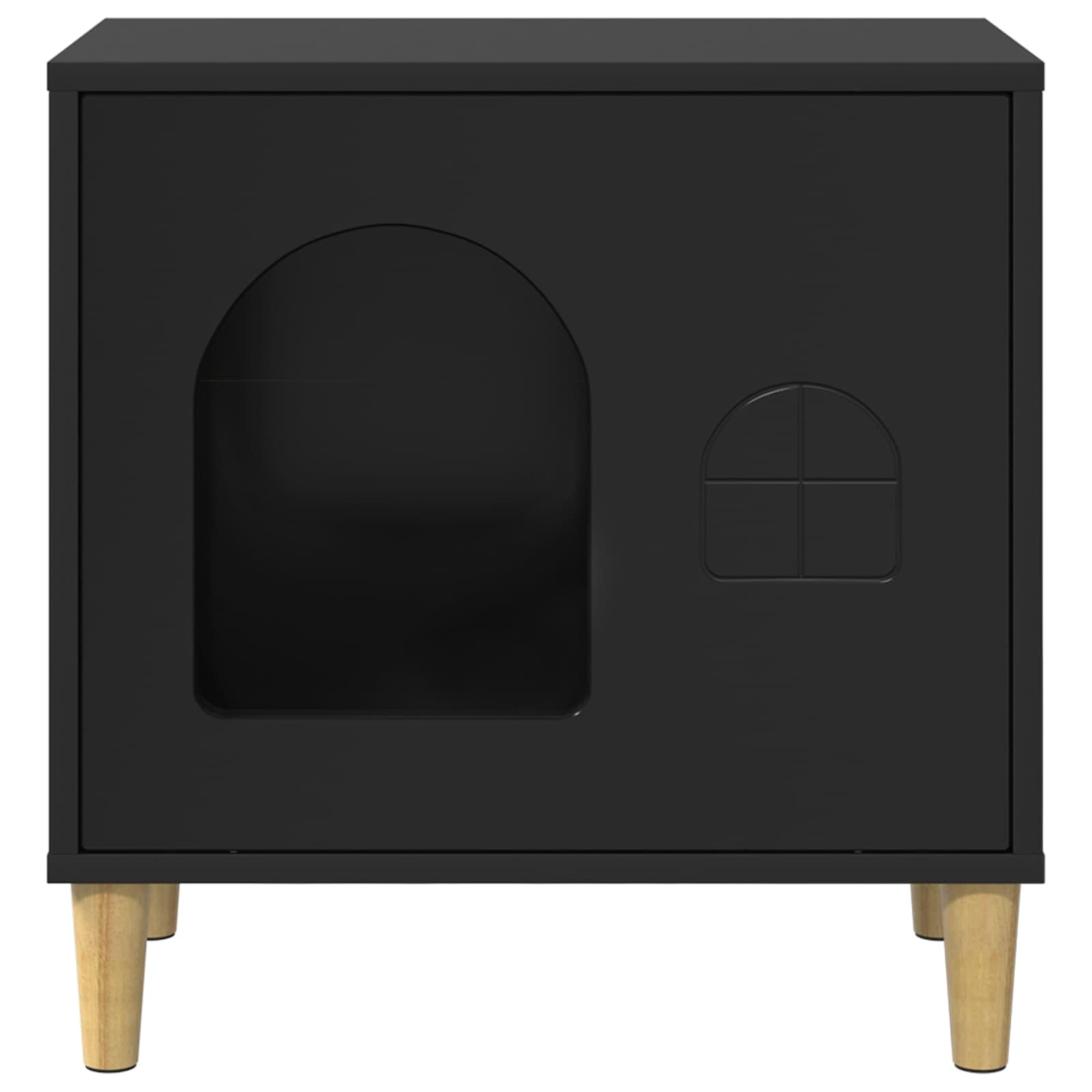 Katzenhaus Indoor 51 x 30 x 52 cm Katzenhöhle Schwarz | Stabile Katzenhöhle aus Holzwerkstoff für das Wohnzimmer - moderner Rückzugsort und Katzenmöbel für drinnen.