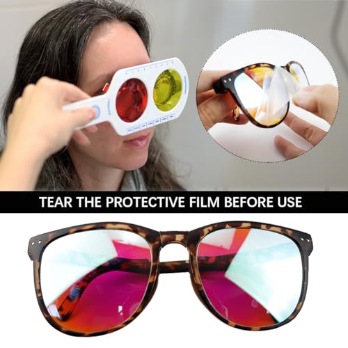 Image of Color Blindness Glasses,Portable Red Green Blind Glasses Folding Eyeglasses Red Green Colorblindness Corrective Glasses with Storage Box and Clean Cloth (Soybean)