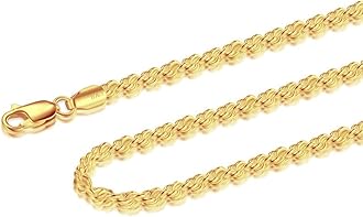 Waitsoul 925 Sterling Silver Rope Chain Lobster Clasp 2.5mm Silver Chain for Men Women Silver Necklace Chain 16-30 Inches