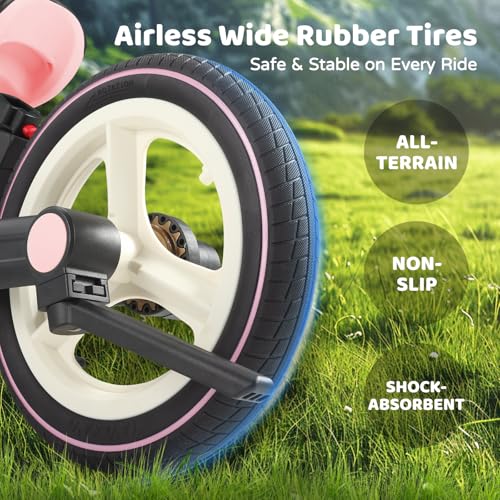 Image of JMMD 6 in 1 Toddler Bike with Push Handle for Kids 18-60 Months, 12 inch Foldable Balance Bike with Training Wheels, Pedals, Brakes, Kickstand, Push Tricycle Toddler Gift & Toys for Boy & Girl