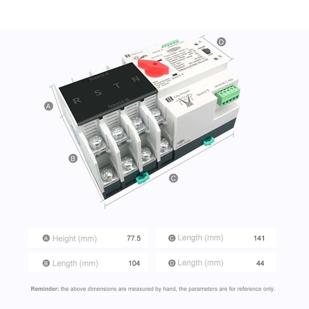Din Rail 4P ATS Double Alimentation Commutateur de Transfert Automatique Commutateurs de SéLection éLectriques Alimentation Ininterrompue 100A