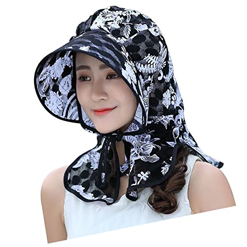 ZGHQHCDRHUVカット 帽子 農作業 ガーデニング 日よけ帽子 レディース キャップ 夏 おしゃれ 花柄 サンバイザー つば広 紫外線対策 首までガード 折りたたみ 軽量 女性用 日焼け防止ハット 自転車 バイク 作業用 ぼうし 暑さ対策 カジュアル