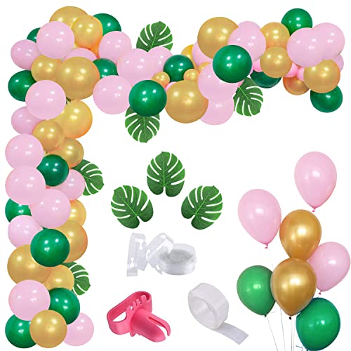 Image of Party Propz Rubber Pink Green Golden Balloons Garland Arch Kit- 51Pcs For Girls /Bride To Be Balloon /Girl Arrival Kit /Baby Theme Parties /1St Birthday Decoration For Baby Girl(Multi Color)