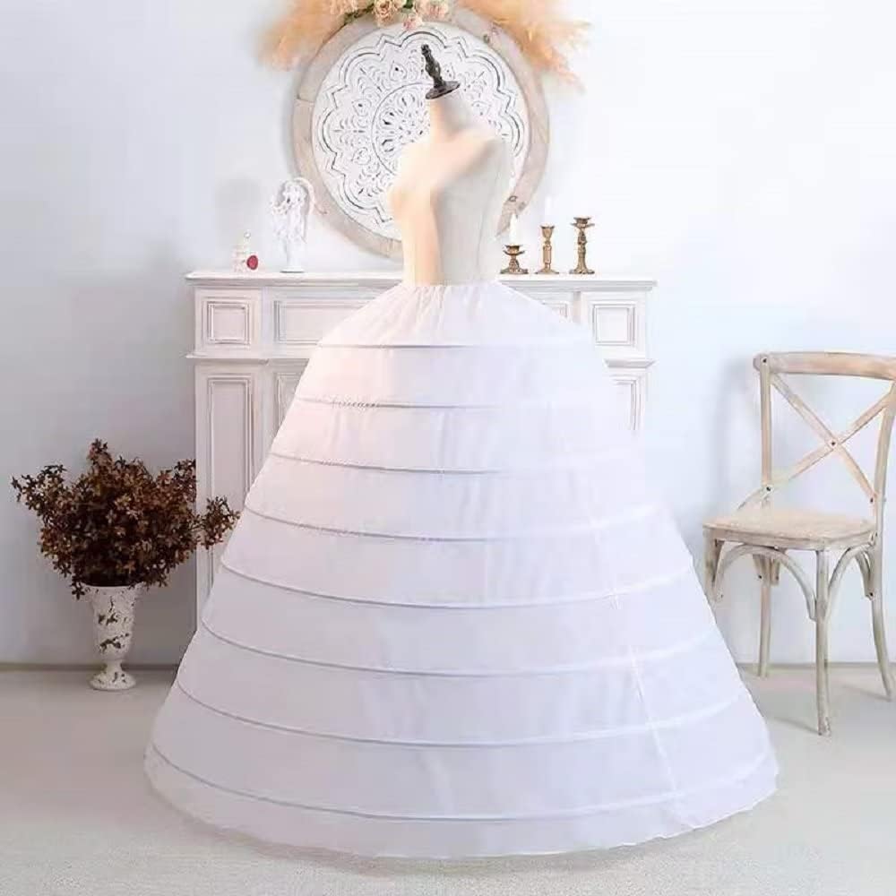 Hazhlko Women's 8 Hoops Super Puffy Petticoats Half Slip Skirt Floor Length Underskirt for Wedding Ball Quinceanera Dress