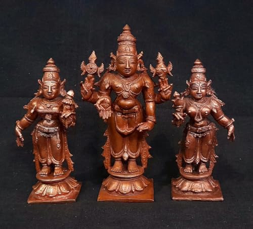 Image of Venkateswara with Sridevi and Bhudevi Murti - 3.9 in