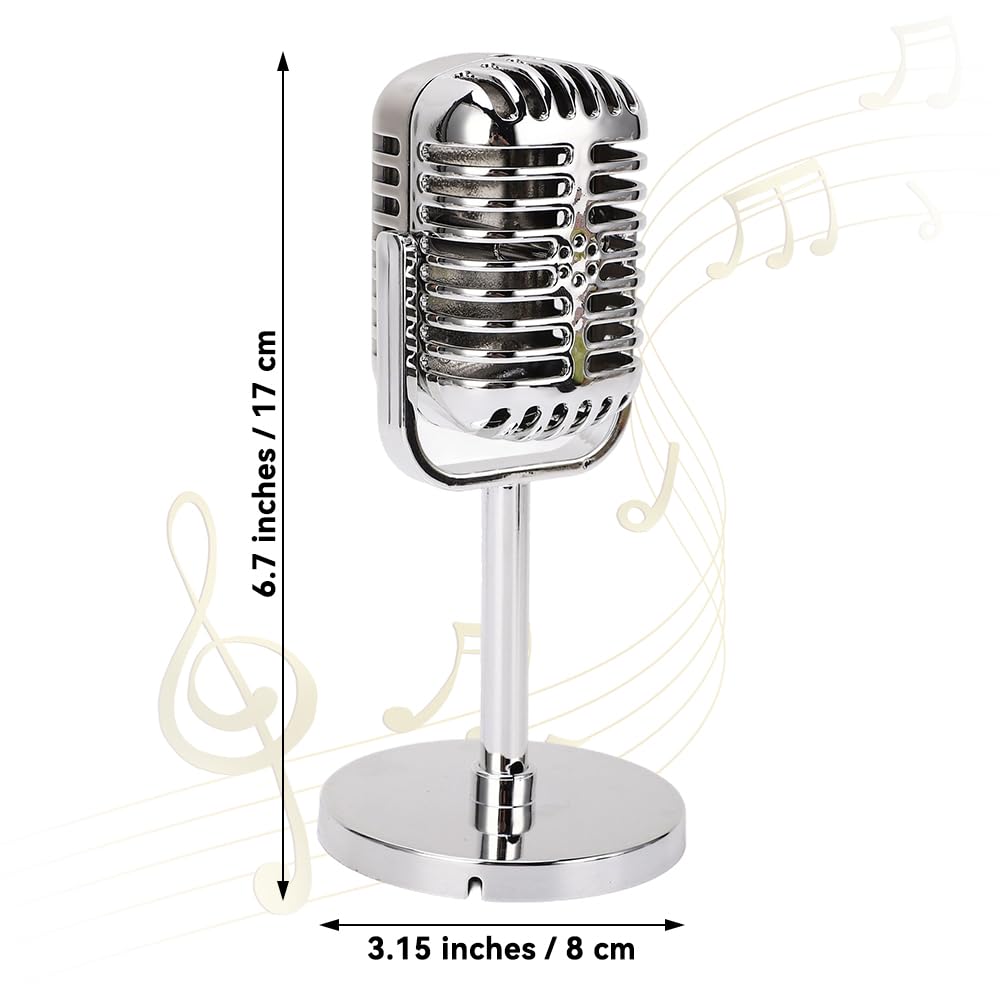 Accessorio per microfono in stile retrò classico, microfono decorazione da tavolo da palcoscenico di supporto classico da 165 mm con supporto per feste in bar