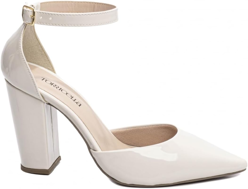 Torricella, Sapato Scarpin Salto Alto Grosso Bloco Bico Fino Feminino 9 cm