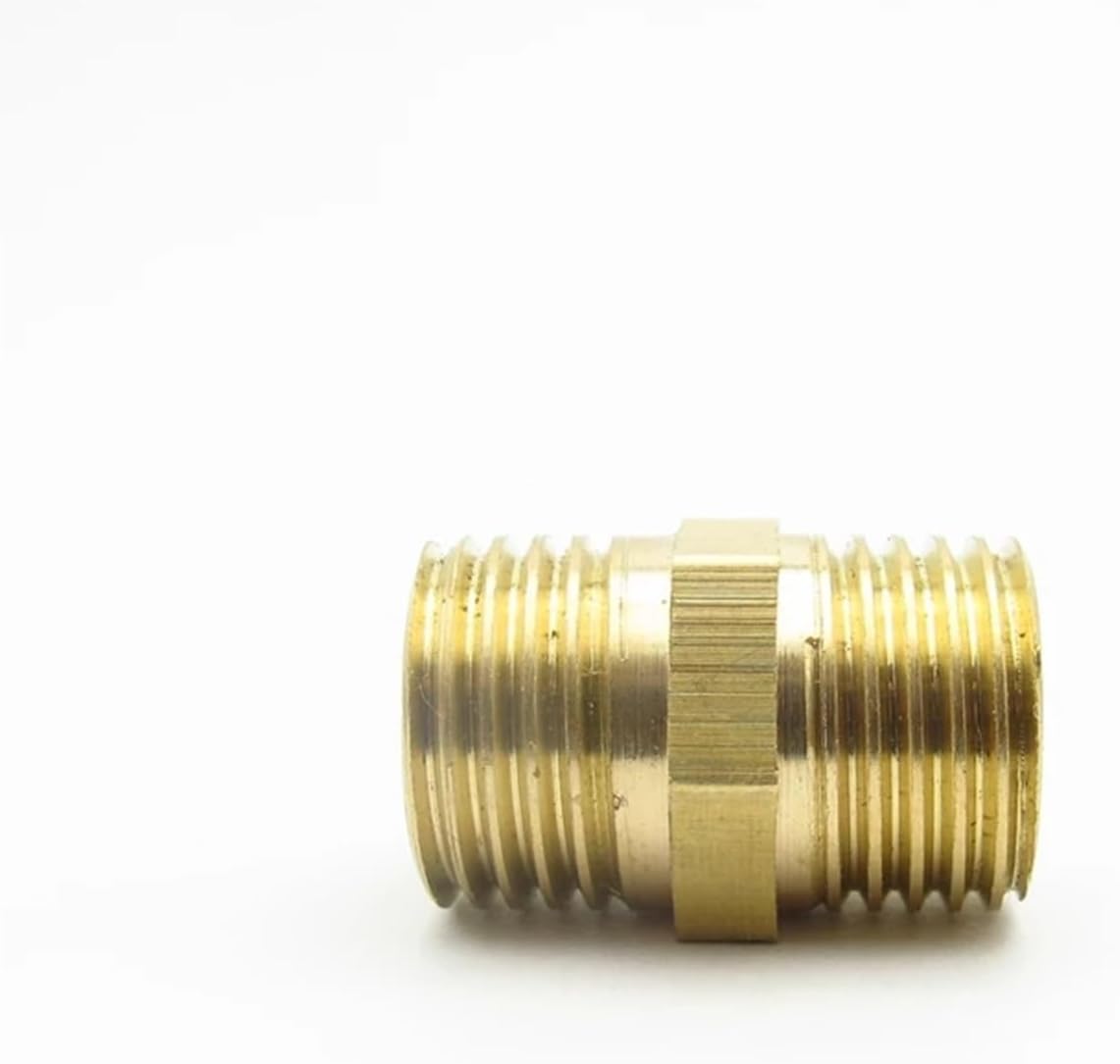 1/4" BSP Male Thread Brass Pipe Fitting Hex Nipple Coupler Connector Adapter for Water Fuel Gas Length 20.8mm