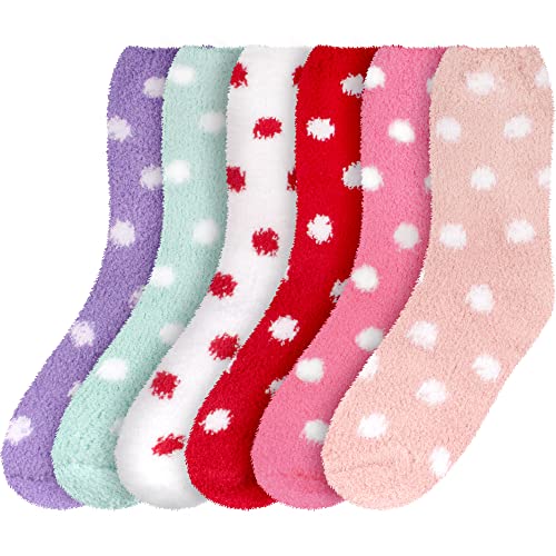 Image of BambooMN Colorful Fuzzy Socks - Assorted Super Soft Warm Microfiber Comfy Home Socks - Value Pack