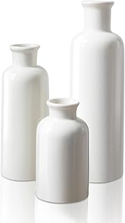 Ceramic Vases for Decor, 3 White Vases for Home Decor, White Ceramic Vase for Modern Farmhouse Decor, Pampas Grass Vases f...