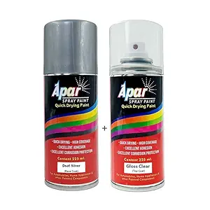 APAR Automotive Spray Paint Dsat Silver (RC Colour Name) + GC Compatible for Mahindra Bolero, Scorpio Classic, E Verito and XUV300 Cars -225 ml (Pack of 2-Pcs)