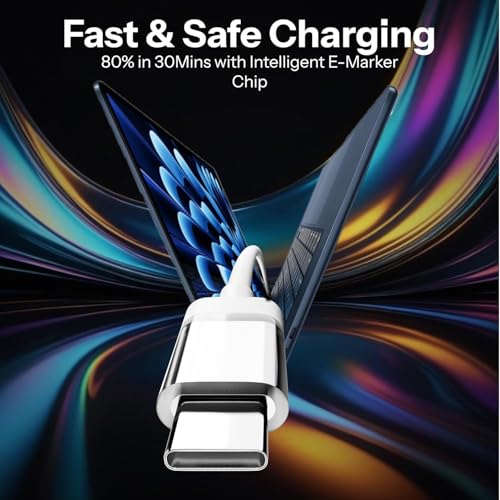 Image of 65W Usb Type C to Type C Charger Cable Compatible Fast Charging With Nothing Cmf,Nothing Phone 2 /2a /Phone 1,Laptop,iPhone 15 & 16 Series,Samsung S24 & S25 Series & Other Devices