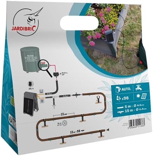 Jardibric – Kit de riego por goteo solar 15 m – Bomba programable – Independiente sin electricidad - 5