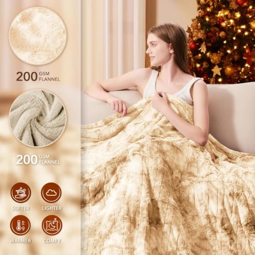 Image of Homemate Electric Heated Heating Blanket King Size 100 inchx90 inch Dual Control | ETL Certified 2 /4 /6 /8H Auto-Off 10 Heat Level Overheat Protection Machine Washable FauxFur Sherpa,Cold Room Cold Sleeper Gift