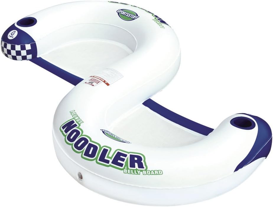 Noodler 1 Inflatable Floating Lounge Chair with Cup Holder, Red & White