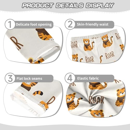 ALAZA Girls' Leggings Children's Yoga Pants Skinny Printed Dance Tiger Cartoon Comfortable 4T2