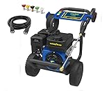 Goodyear - Hidrolimpiadora a Gasolina 3300 PSI / 228 Bar, 8 HP Motor OHV 224cc, Caudal 730 l/h, Limpiadora a Presión Profesional con Depósito de Detergente y 5 Boquillas Intercambiables