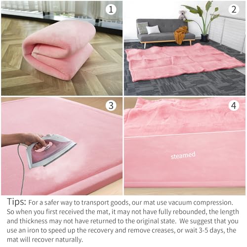 Image of Baby Play Mat for Floor,1.3 inch Thick Memory foam Tummy Time Mat for Toddlers,Infants,kids,Water-Repellent Soft Nursery Rug ,79 inchx79 inch Extra Large Non Slip for Crawling&Yoga,Tatami Style for Living Room(Pink)