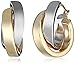 14k White and Yellow Gold Two-Tone Polished Crossover Hoop Earrings