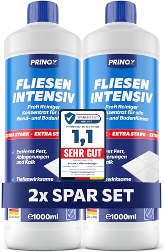 PRINOX 2x 1000ml Fliesenreiniger & Fugenreiniger Konzentrat EXTRA STARK - Reiniger zum Entfernen von hartnäckigen Verschmutzungen, Kalk oder Seifenresten im Bad