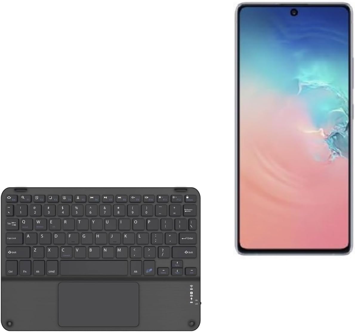 BoxWave Keyboard Compatible with Samsung Galaxy A41 - SlimKeys Bluetooth Keyboard with Trackpad, Portable Slim TouchPad - Jet Black