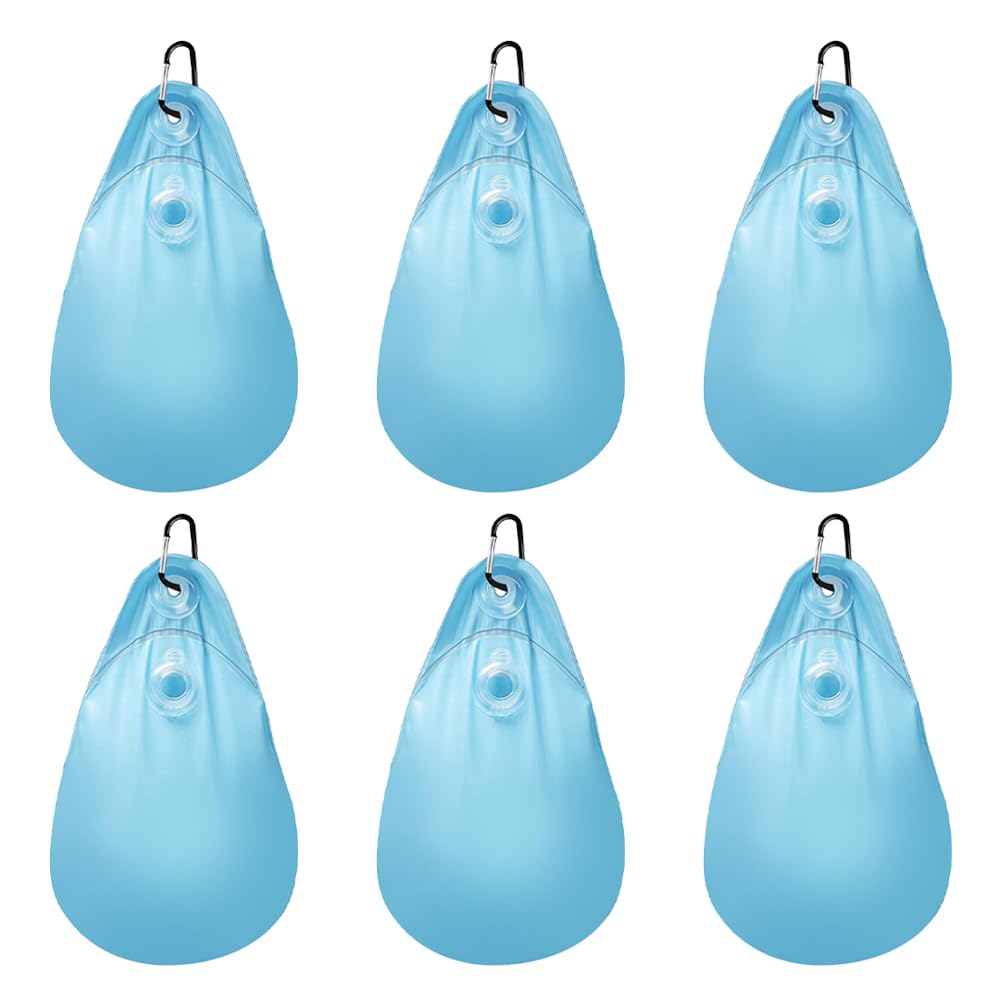 Muiltvoe 6 Pack Pool Cover Weights with Hooks Leakproof Swimming Pool Cover Hanging Bags Thick PVC Pool Water Bags Antifreeze Winter Pool Tarp Weights