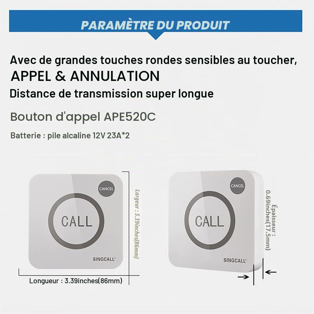 SINGCALL Système d'Alerte Assistance Domicile avec Sirène à Éclats Distante | Système d'Avertissement Panique SOS, 2 Sirènes Flash Rouges, 4 Boutons d'Urgence pour Usines/Hôpital/Magasin/Hôtel/Bijouterie