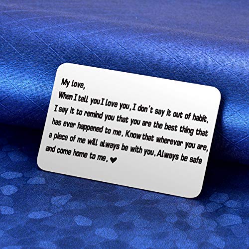 MIXJOY Engraved Wallet Card Inserts, Anniversary Jewelry for Men, Husband Gifts, Boyfriend Gifts Wallet Love Note Insert, Love Message2