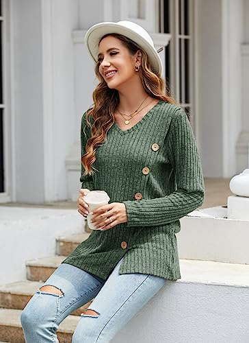 Image of Dimur Sweaters for Women Trendy 2025 Long Sleeve Shirts Ligheweight Sweatshirt Loose Fit Tunic Tops
