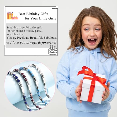 4-18 Year Old Girls Birthday Gifts, Sweet Tiny Gemstone Beaded Birthday Bracelets with Happy 4-18th Birthday Message Card for Daughter/Granddaughter/Niece/Sister/Best Friend4