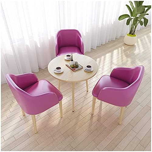 1 Table and 3 Chairs Exhibition Hall PU Leather Chair 80cm Round Table Hotel Balcony Bedroom Corridor Clothing Store (Color : Brown) (Multi)