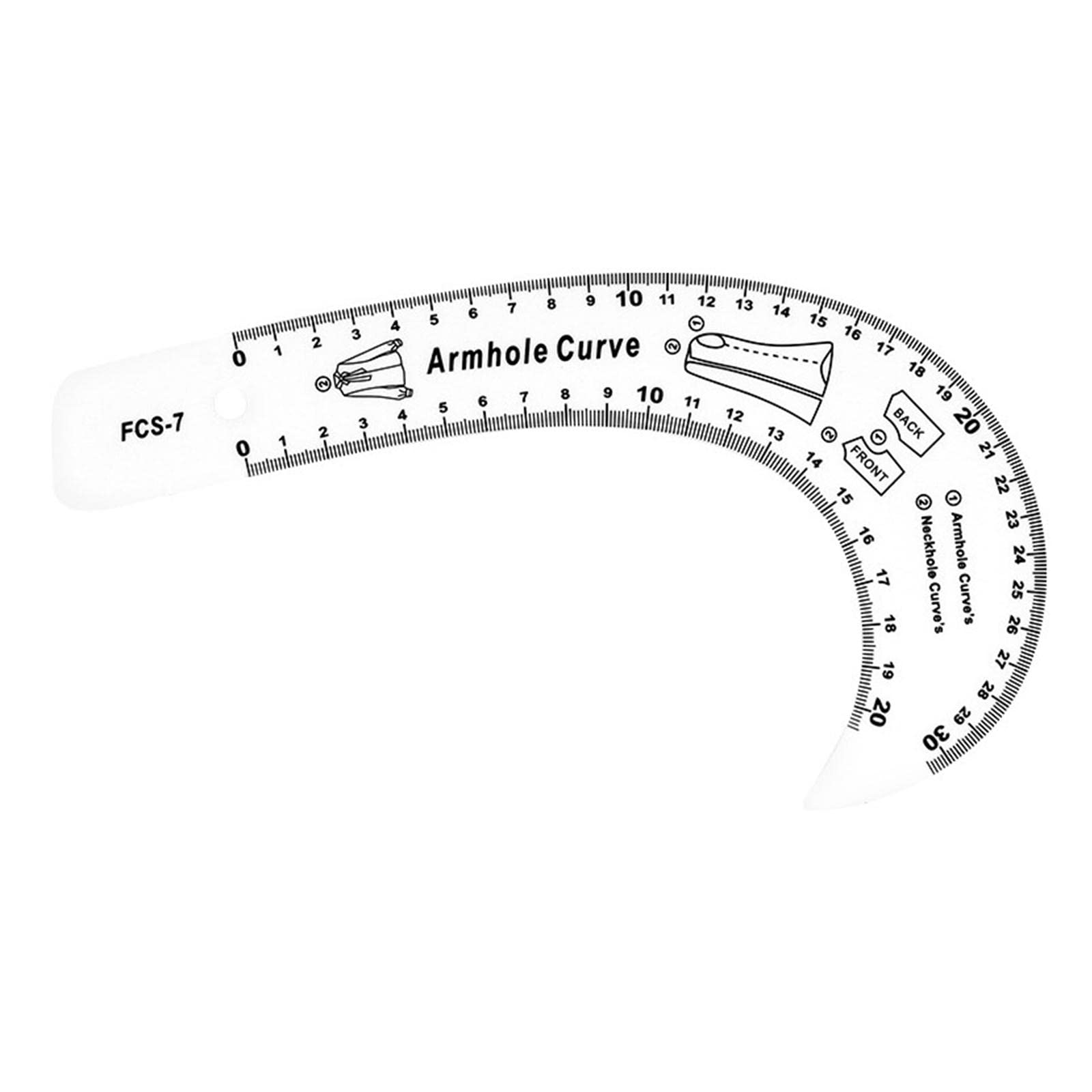 SM SunniMix French Curve Ruler Tailors Ruler Clothing DIY Pattern Making Acrylic Dress Curve Rulers Dressmaking Measure Fashion Design Sewing Ruler, Armhole Curve