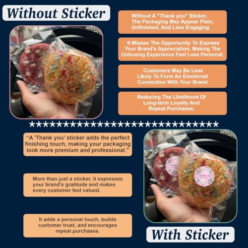Image of Trifirt Self Adhesive Thank You Stickers for Packaging | Waterproof Vinyl Labels for Small Business, Gift Wrapping, Envelopes, Boxes & Mailers | Strong Adhesive, Easy Peel & Stick (Pattern 5)