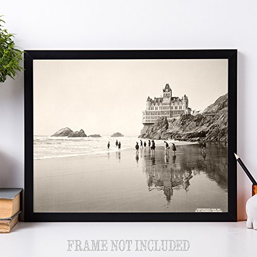 Cliff House And Seal Rocks San Francisco California Vintage Photo - Great Beach House And Lighthouse Decorations, Black And White Old Photographs Prints, 11X14 Unframed Art Print Poster #TOP4