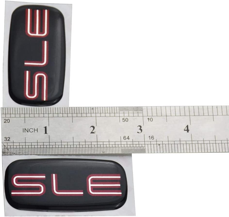 Image of 2Pcs SLE Cab Emblems 3D Badge Logo Nameplate Sticker Roof Pillar Replacement for SLE 15036134 Pickup Truck SUV (Red /Black)