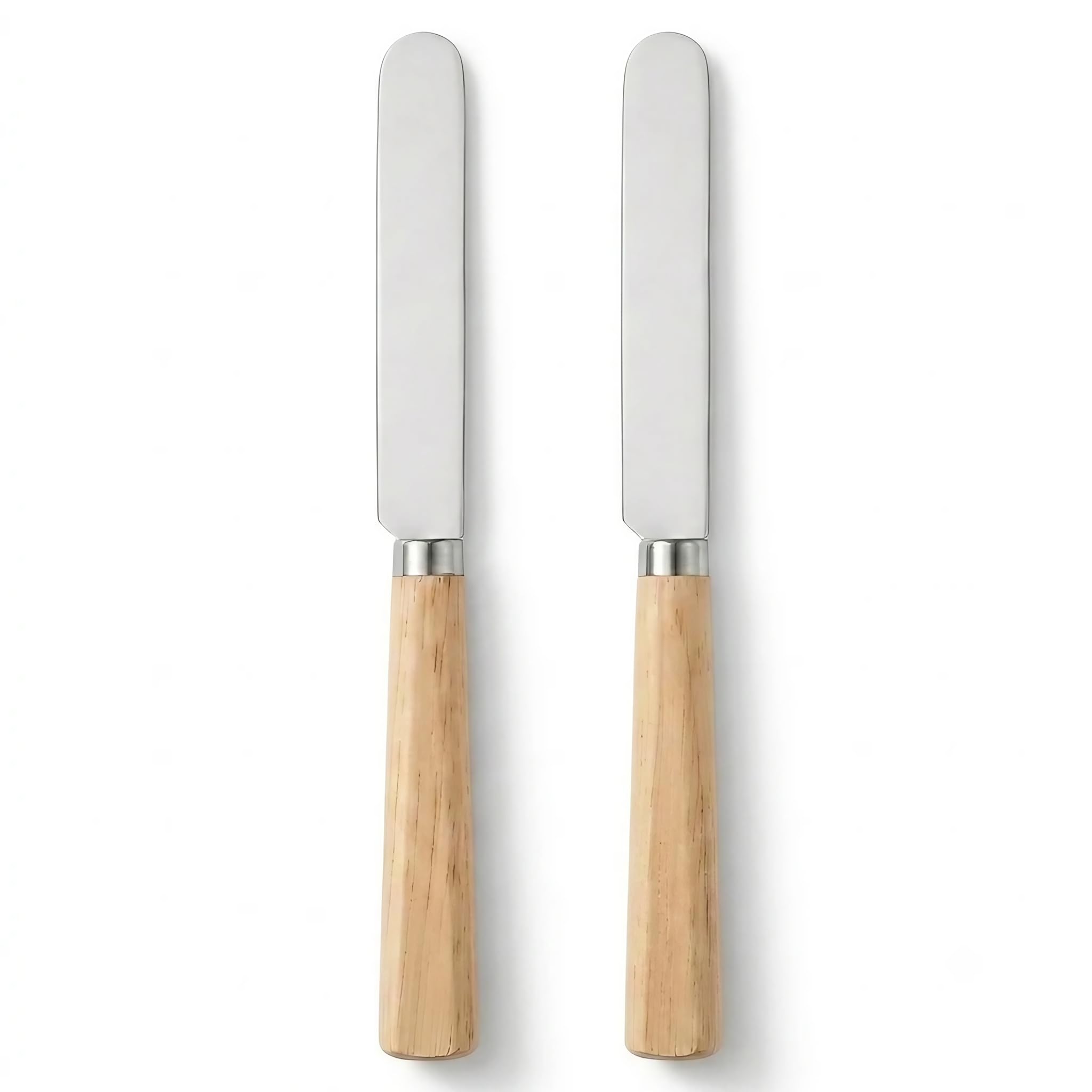 LacusMare Butter Knife Set of 2 - Premium Oak Wooden Butter Knife & Butter Spreader - Stainless Steel Easy Spread Blade for Cold Butter, Jam, Cheese & Charcuterie Board (17.5cm)