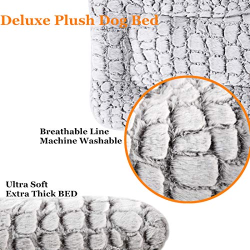 Coohom Deluxe Plush Dog Bed Pet Cushion Crate Mat,Washable Pet Bed For Medium Large X-Large Dogs And Dogs Crates(X-Large,White) #TOP2