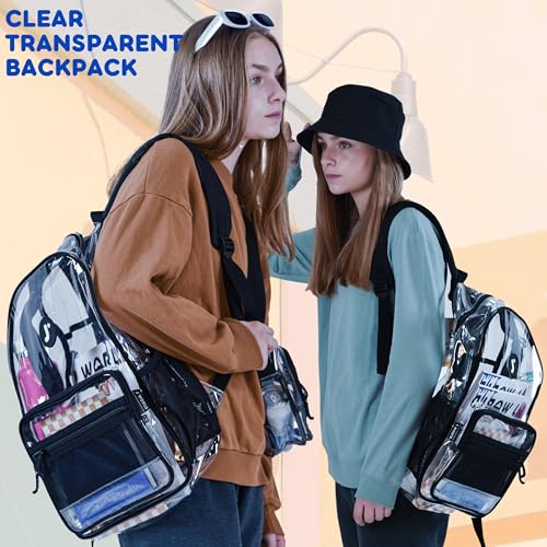 Image of J World Heavy-Duty Clear Backpack for Girls Women Kids. Large Transparent See Through TPU Laptop Bookbag for School, Digital Lavender