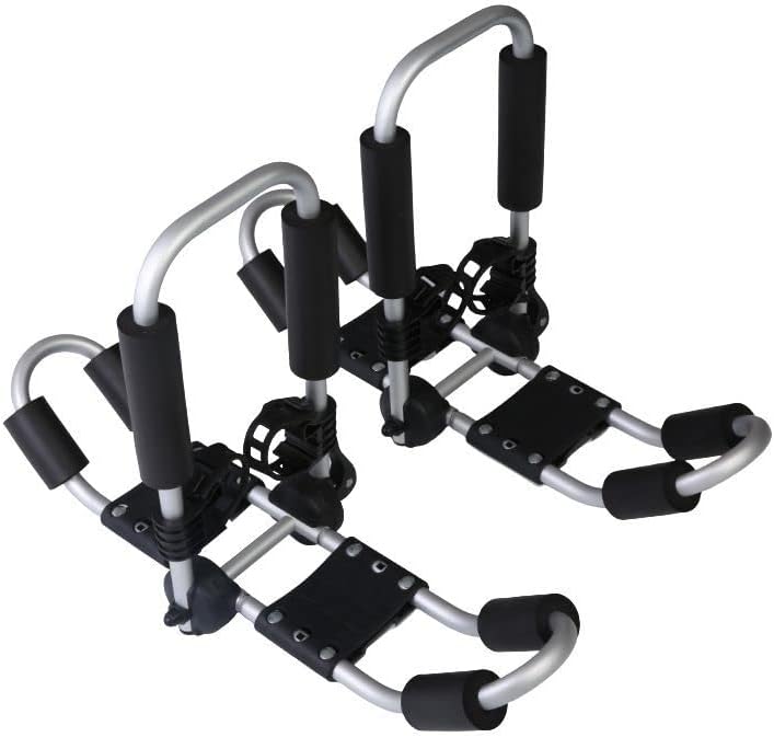 J-Style Kayak Roof Rack Foldable Car Roof Rack with Paddle Holders for 2 Kayaks, Canoes, SUPs Rooftop Mount on Car and SUV and Trunk.