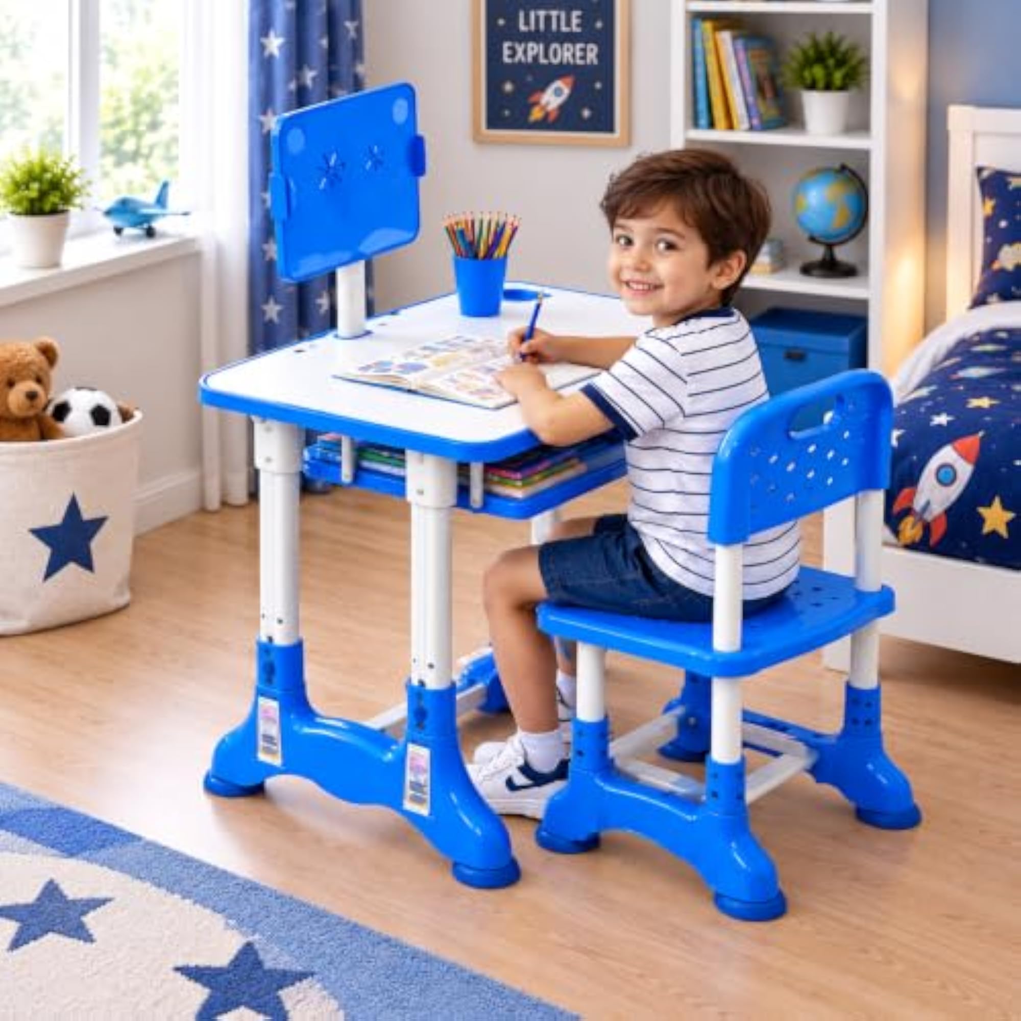 Kids Height Adjustable Study Table and Chair Set