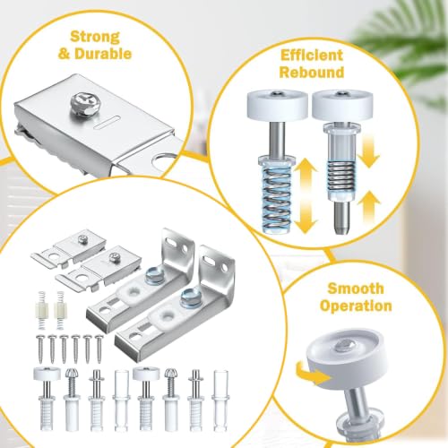 Kit de reparación de herrajes para puerta bifold Luocute, con soportes superior e inferior, ruedas guía y pivotes cargados por resorte para puertas plegables de clóset de 7/8 a 1-3/8 pulgadas miniatura 4
