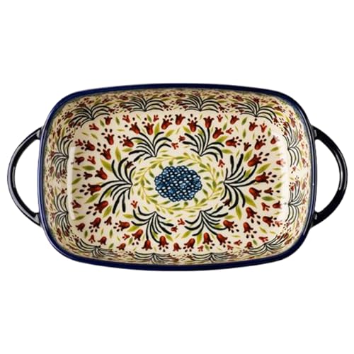 Licsaliwe Declaración para Hornear de cerámica, Cita de lasaña Segura de Horno rectángulo de 1900 ml con Asas, Estampado de Flores