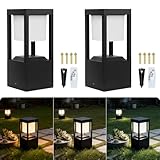 Celyonix Solar Bollard Lights Outdoor, 13" Modern Led Landscape Pathway Lights Waterpoorf, Path Lighting for Garden Yard Decoration, 3CCT Seturable, Auto On/Off, Lawn and Concrete Mount (2 Pack)