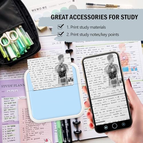 HUIJUTCHEN Mini impressora de bolso para iPhone/Android, mini impressora térmica portátil com 10 rol