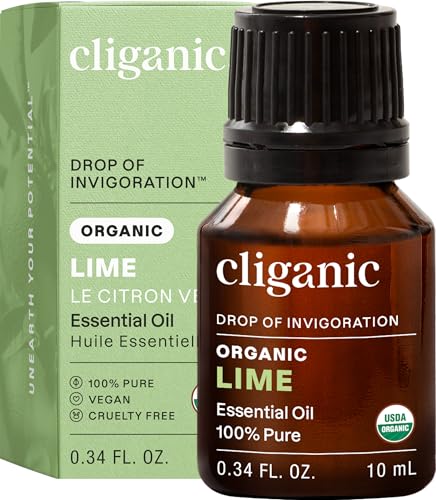 Cliganic Organic Lime Essential Oil for Hair Skin Aromatherapy - 100% Pure Natural Undiluted | Non-GMO Verified