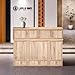 LITTLE TREE 57-Inch Reception Counter, Boho Style Front Desk, Modern Checkout Counter, Reception Desk for Retail, Lobby, Salon, Office, Oak